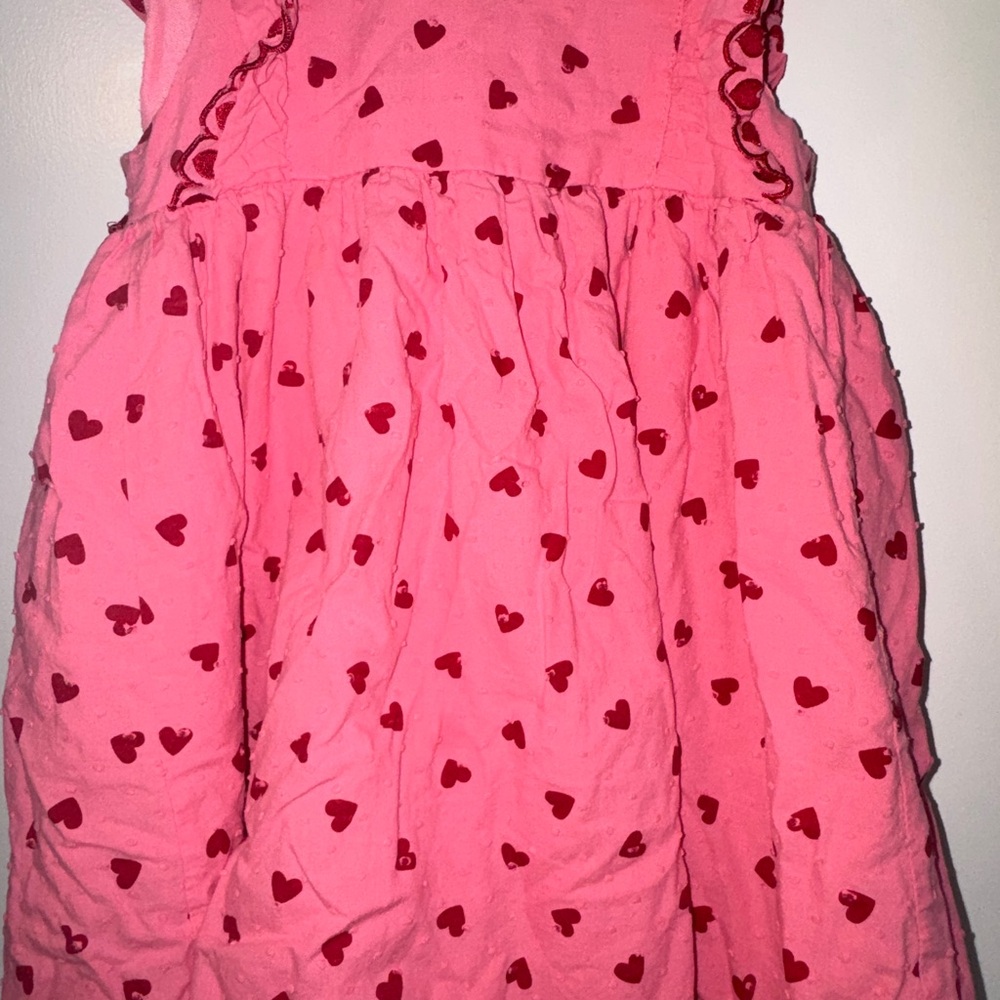 Pink Dress with Red Heart Pattern
